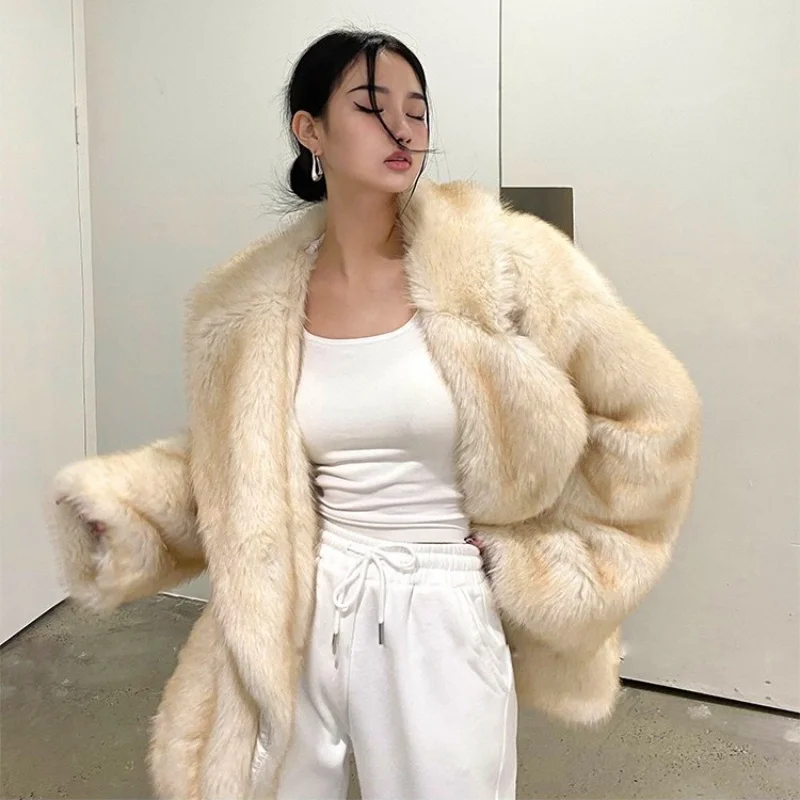 2025 Moda Inverno Donna Pelliccia Jacker Ragazze Cappotto di pelliccia sintetica oversize Spessore Capispalla caldo Soffici abiti in pelliccia di volpe sintetica 6