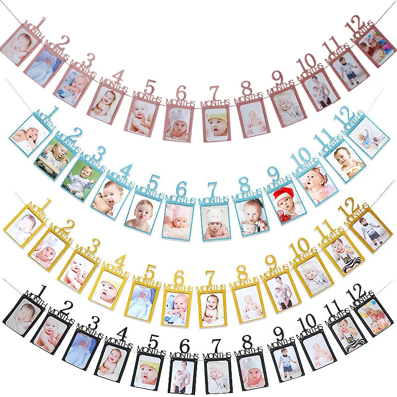 12MonthsPhotoFrameBannerNewbornGarland1stBirthdayParty