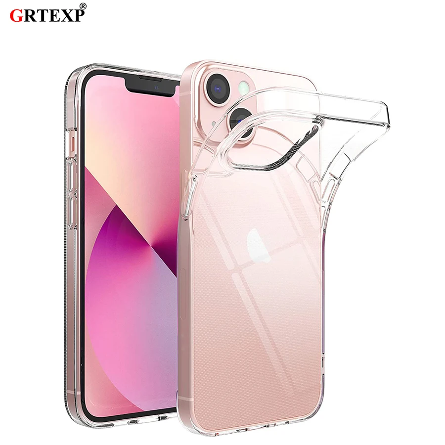 iPhone Case Original Clear Silicone Soft TPU Case For Iphone 11 12 13 Mini 14 Pro Max 7 8 Plus X Xs Xr Ultra Thin Transparent Shell Bumper