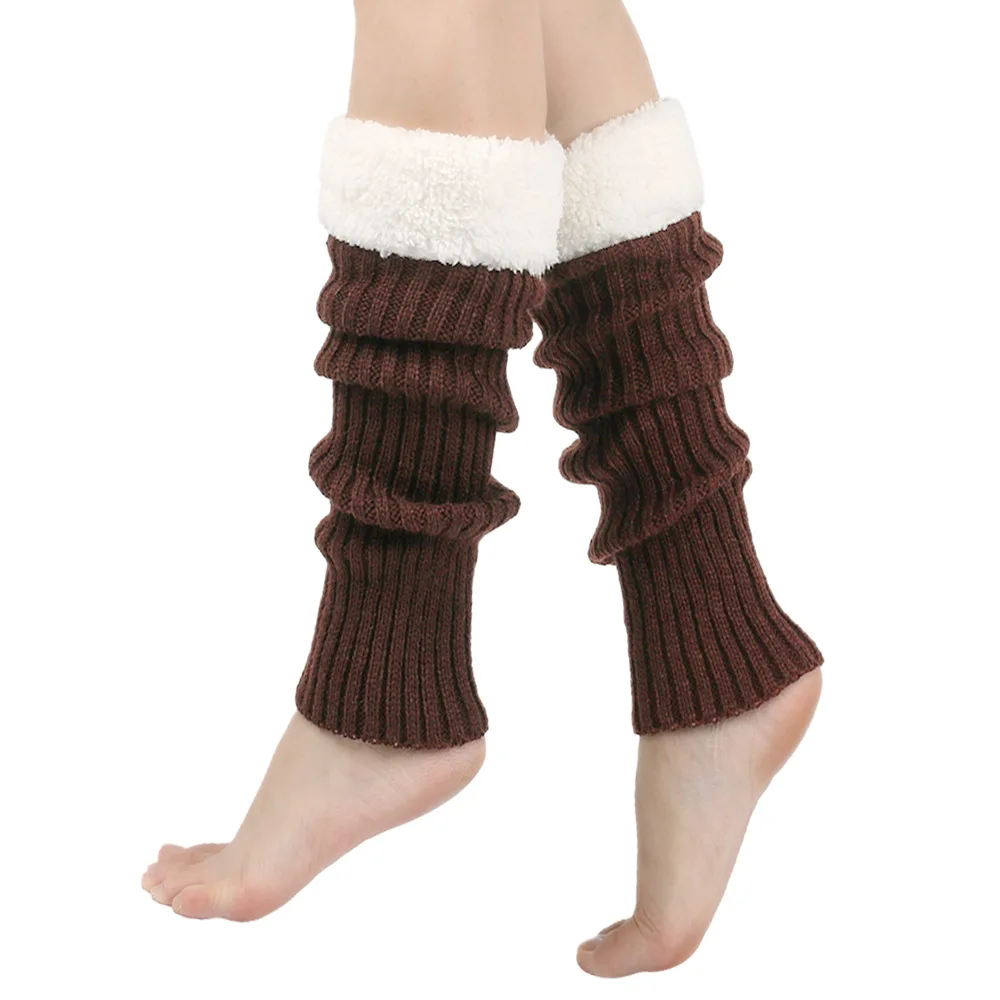 Damen-Beinlinge, Knöchel, Thermo-Winter, warm, Stretch, gestrickt, Slouch, Damen, dicke Wolle, Manschetten, Stiefelsocken, flauschige weibliche Gamasche, haarig – Detail 22