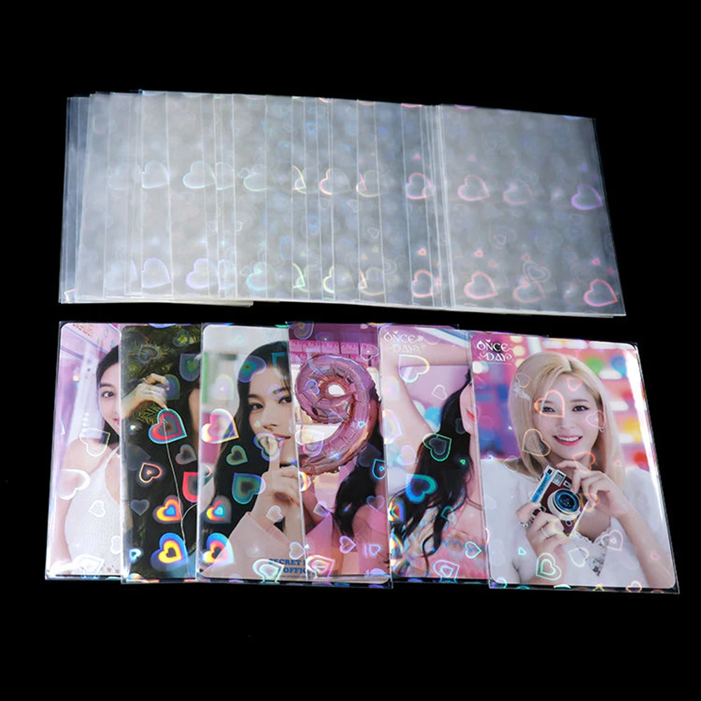 50Pcs/pack INS Toploader Glittery Love Heart Photocard Sleeves Korean Idol Photo Cards Protective Cover Photos Card Protector 6