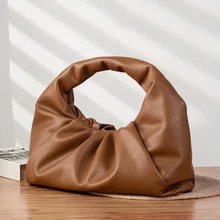 

Ladies bag genuine leather croissant new fashion one shoulder large capacity handbag retro wrinkled armpit dumpling bag