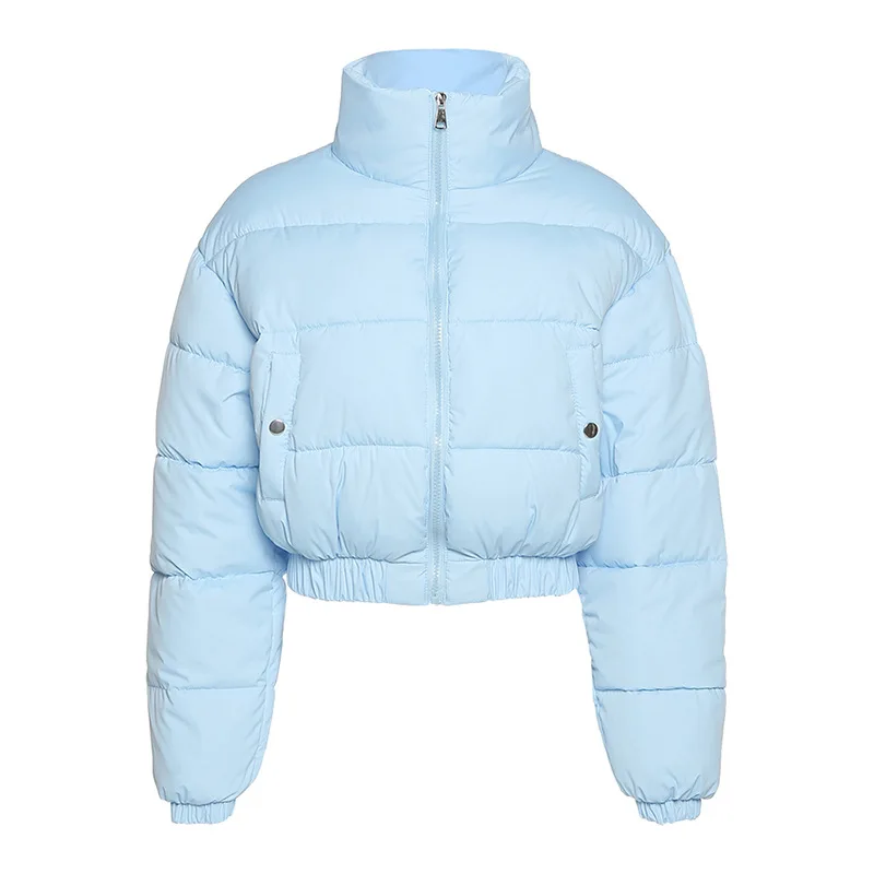 Blue Parkas Fashion Fall Winter Warm Cotton Coat Puffer Jacket and Coats Women Christmas Bubble Cropped Outerwear Warm Clothing