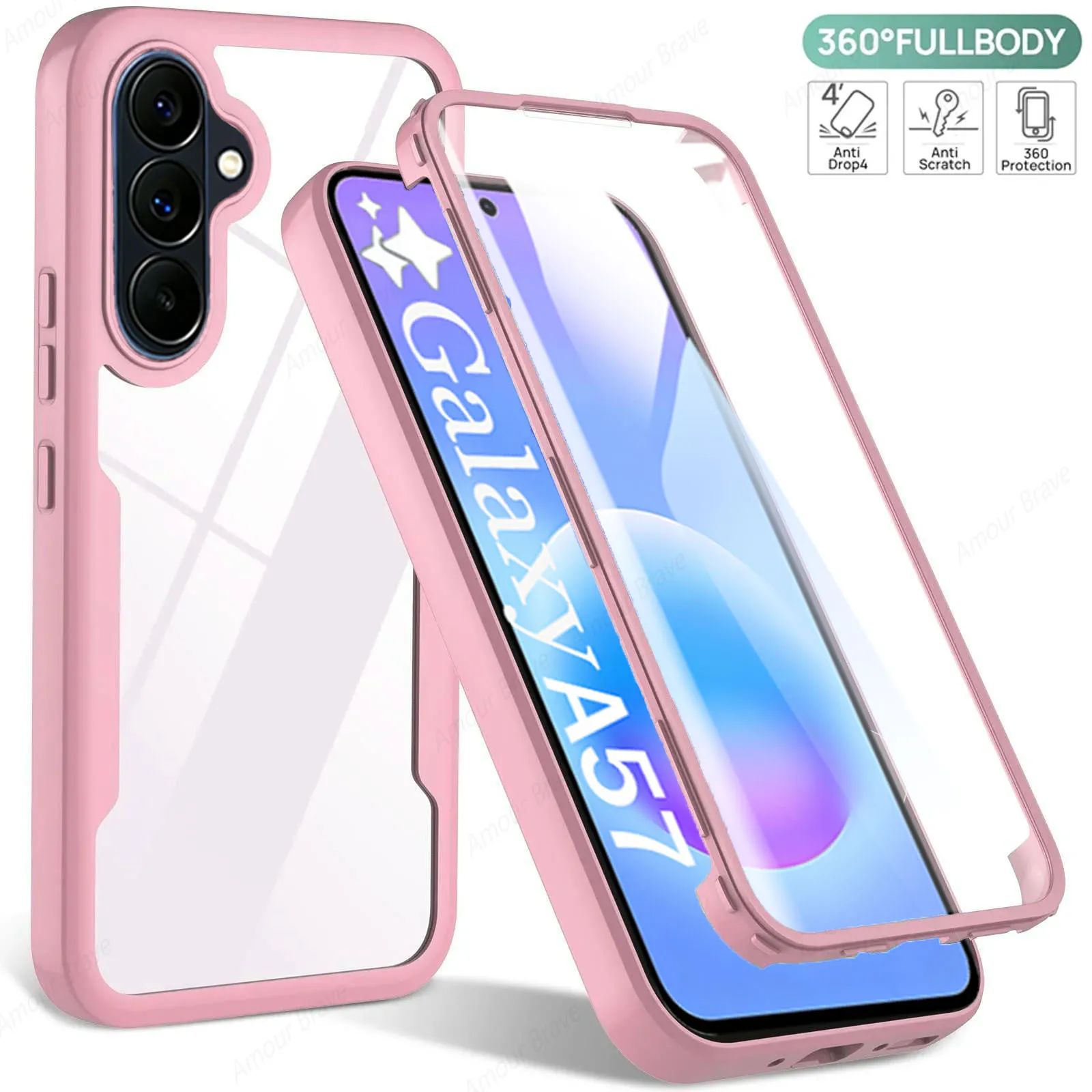 360-Degree Shockproof Clear Phone Case with Full Protection