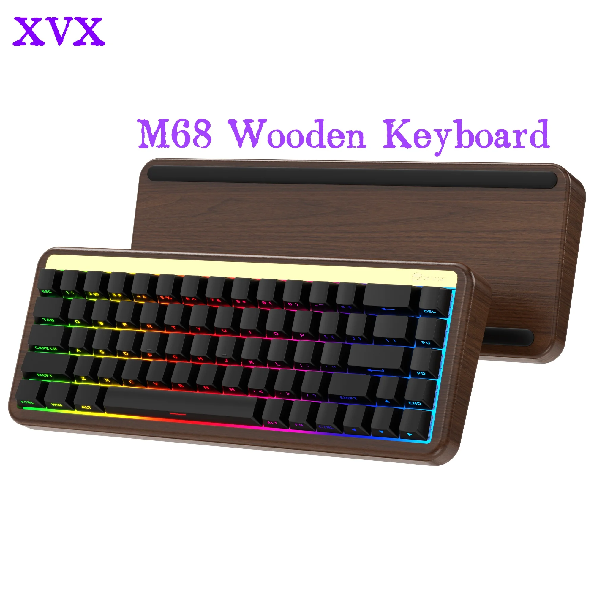 XVX-M68ソリッドウォールナット製メカニカルキーボード,5面昇華型 