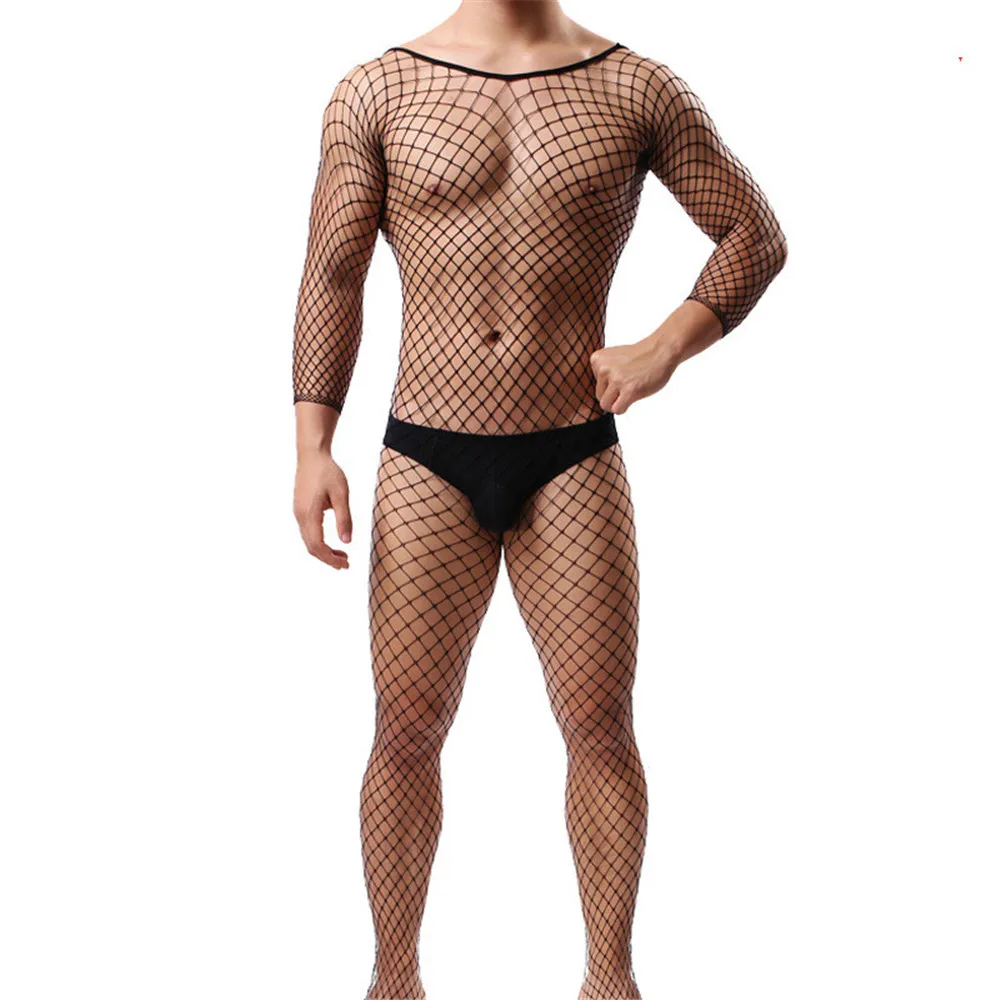 sexy lingerie mesh teddy man netting body stocking hot porno cosplay fun underwear sexy costumes intimates man hose bodysuits