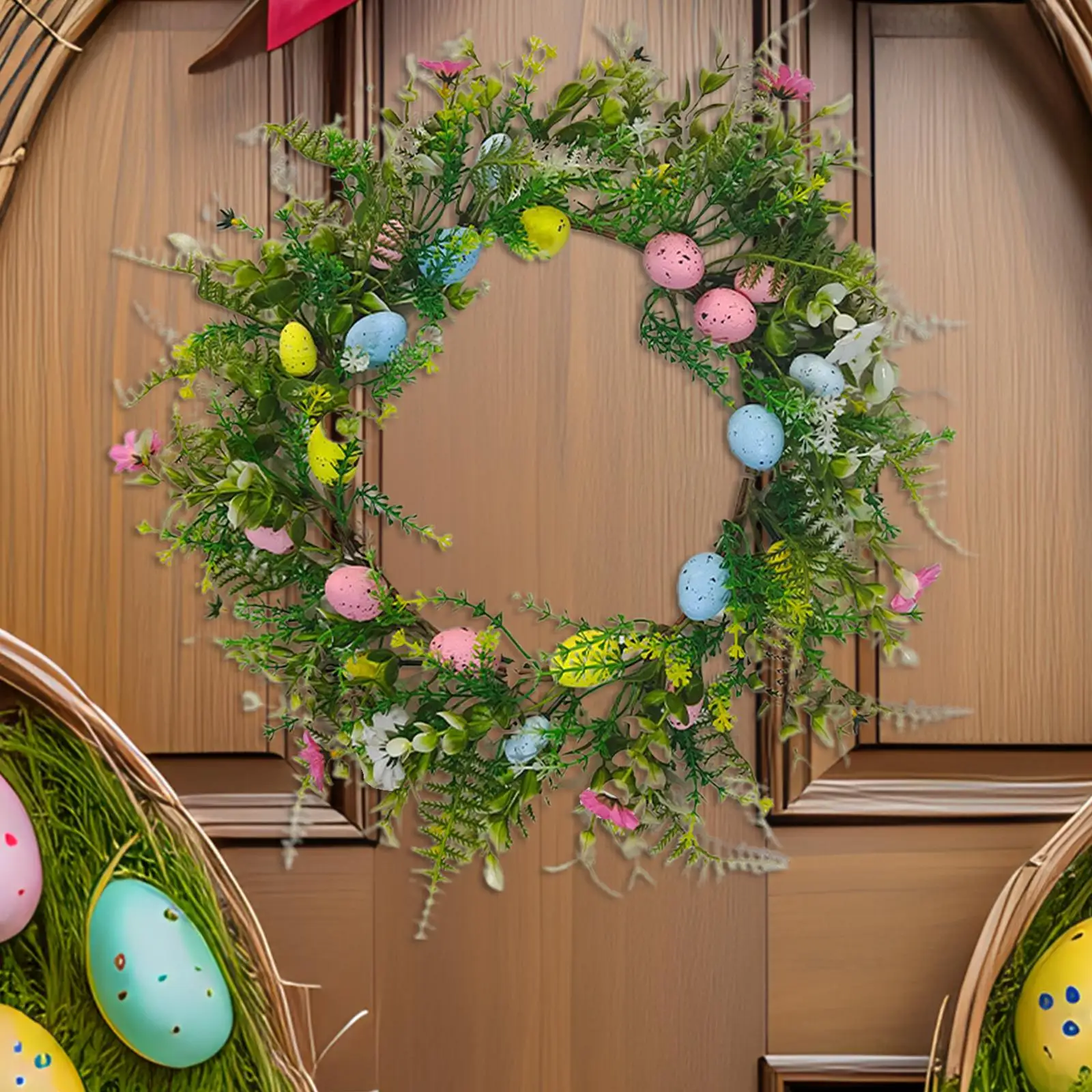 Easter Wreath Easter Decoration with Easter Eggs Spring Wreath Hanging Wreath for Front Door Celebration Holiday Wall Farmhouse