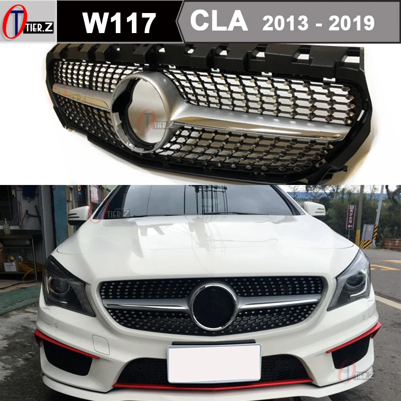 W117 Diamonds Grill Car Front Hood Radiator Grille For Mercedes Cla