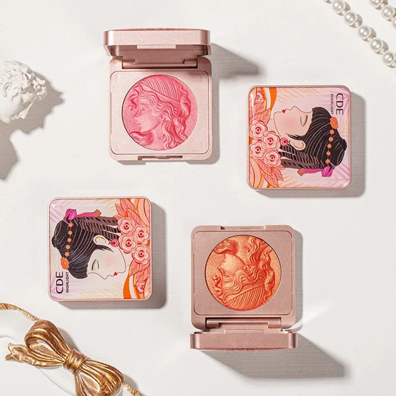 MackAndy 2 Colors Blush Palette Face Blush Mineral Pigment Cream Shining