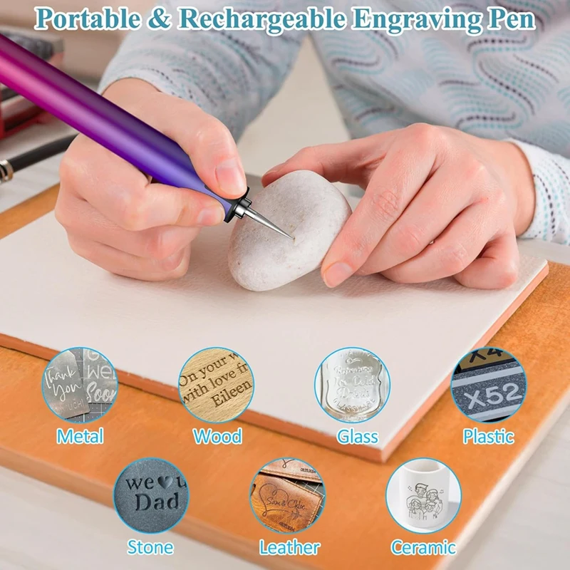 Engraving Pen Mini DIY Machines With 44 Bits USB Rechargeable For Metal, Wood,Glass