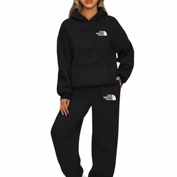 Women's New Fashion Hoodie Set Letter Print Loose Two Piece Sweatpants Jogger Pants Set Sportswear