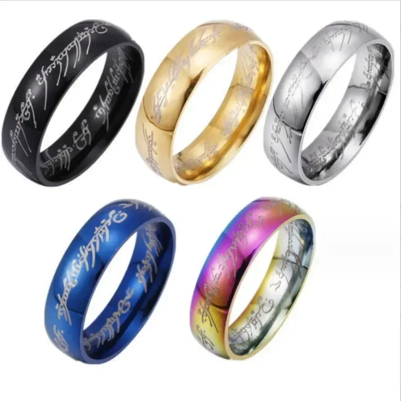 Wedding rings Trendy Stainless Steel Laser Engraving Exquisite Couples Wedding Rings for Men and Women Fashion Movie Jewelry Gifts