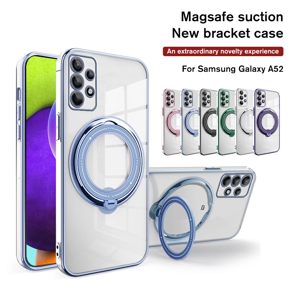 Placcatura Ruota Stand Case Per Samsung Galaxy A52 A52S A12 A13 A14 A23 A24 A32 A34 A54 5G Magsafe Wireless Charger Magnete Cover