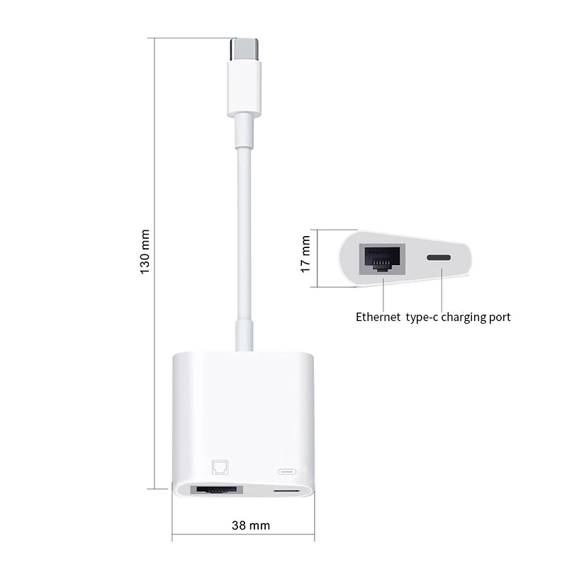 tipo c Adaptador Ethernet Otg Conversor de Rede com Fio Celular e Tablet Usb c para Rj45 100mbs - Imagem 3