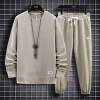 2025 printemps et automne nouveaux hommes gaufre deux pièces sweat-shirt décontracté et pantalon de sport ensemble ensemble de sport pour hommes ensemble de sport de mode 6
