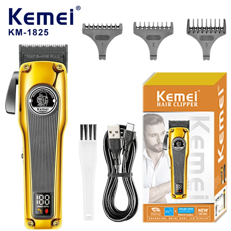 

KEMEI Professional Barber Electric Hair Trimmer LED display Men Clipper Titanium Ceramic Blade Hair Cutting Machine Hair cutter