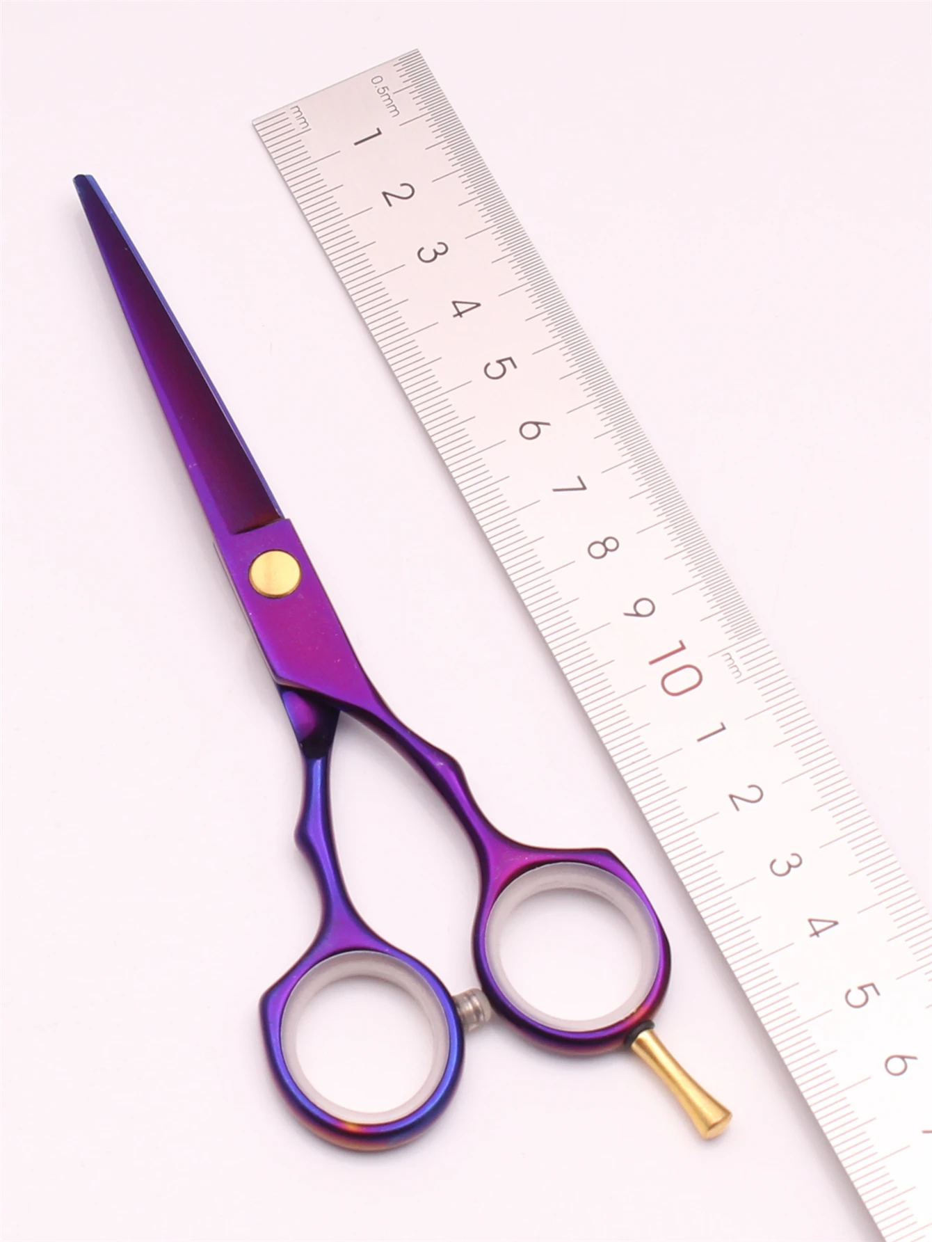전문 미용 절단 가위, 일본 440C 스틸 가위, 보라색 C1104, 5.5 인치 이발소, 1 개