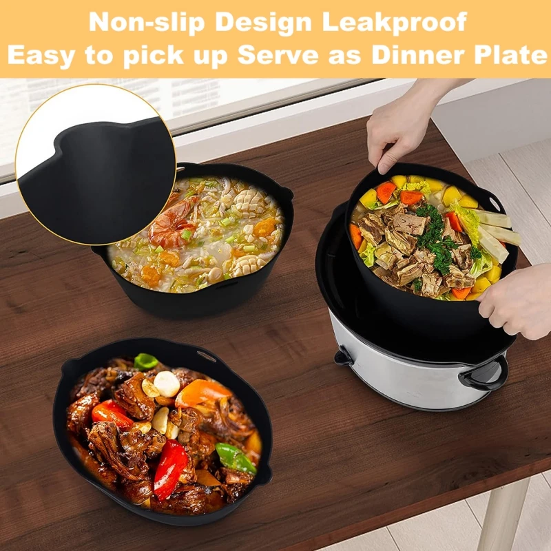 2pcs Slow Cooker Divider Liner Compatible With Crockpot, Silicone Crockpot  Liner Reusable Leakage-proof Slow