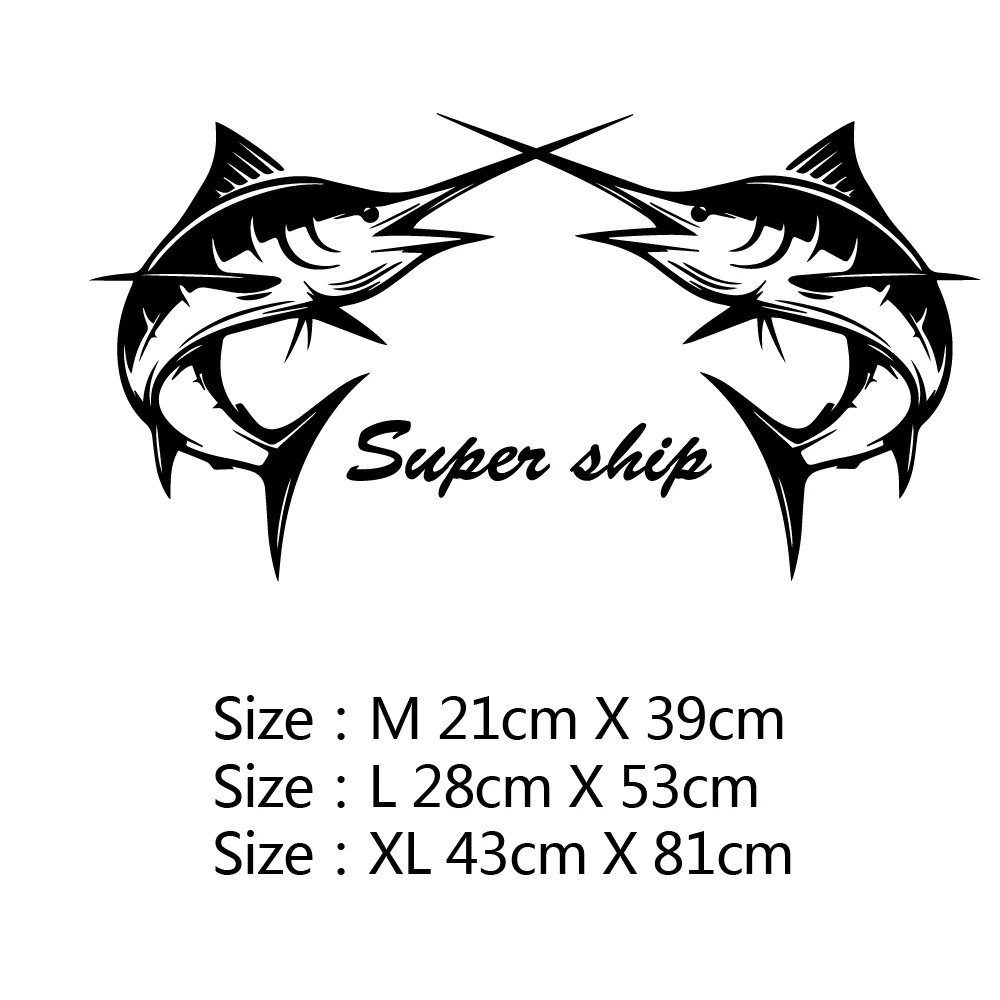 Lage Size super Ship Stickers For Boat Body Decal Styling Engine Hood Decor  Marlin Fishing Sticker Decoration For Boat