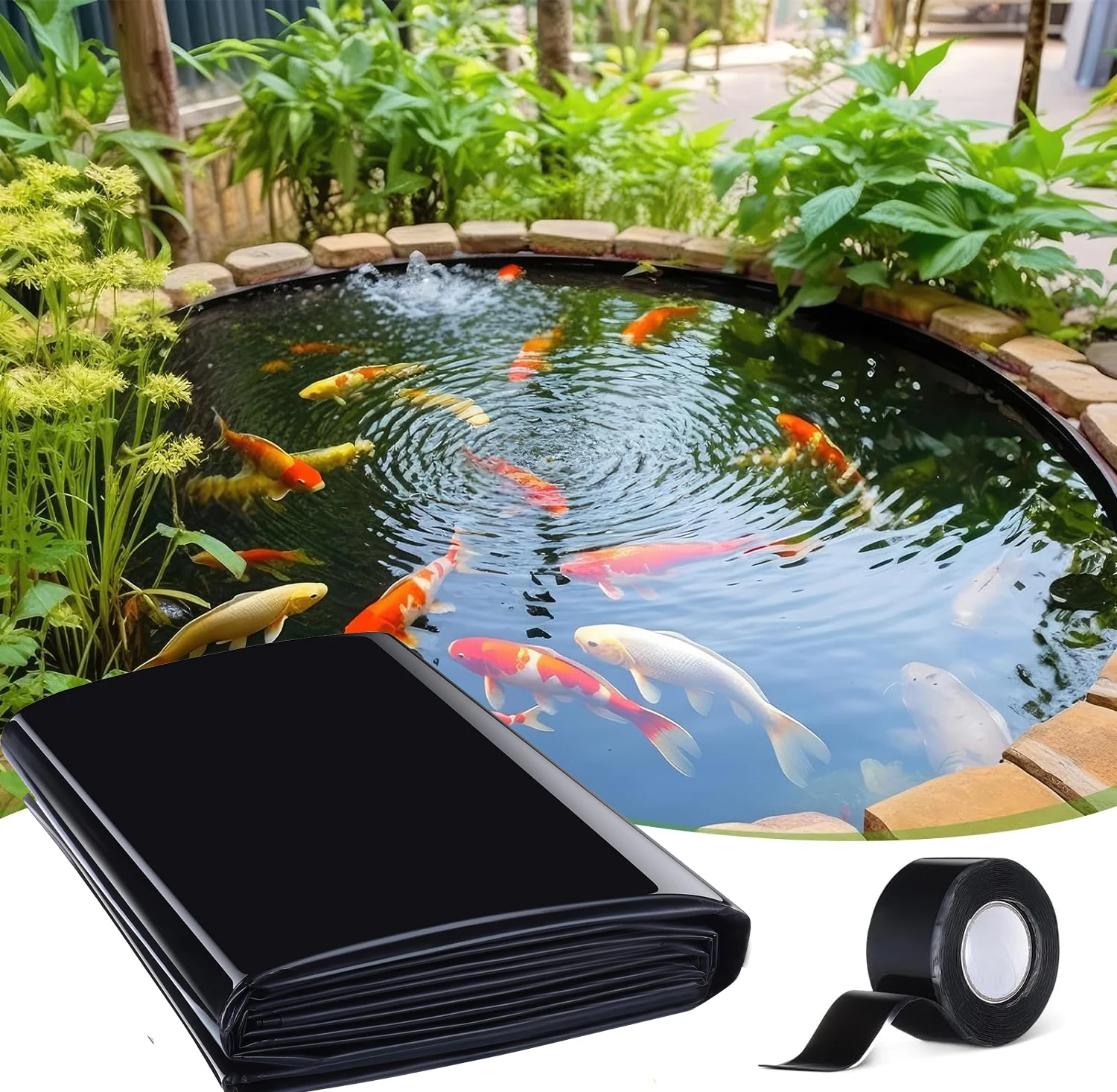 

HDPE Pond Liners 20 Mil UV Resistant Easy Cutting, Pond Liner for Natural Looking Ponds, Waterfall, Koi Pondsand Water Garden