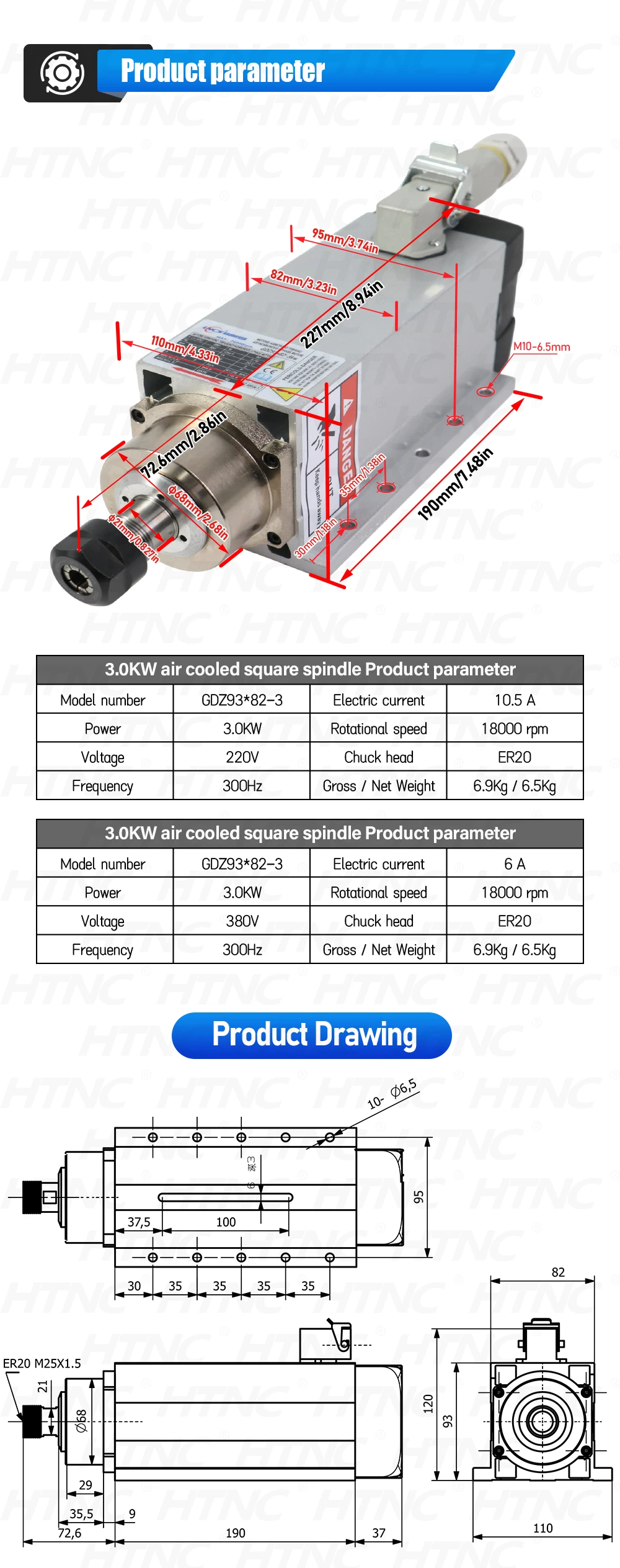 3000w Spindle Motor kit For wood aluminium soft metal High Speed 300hz 18000rpm
