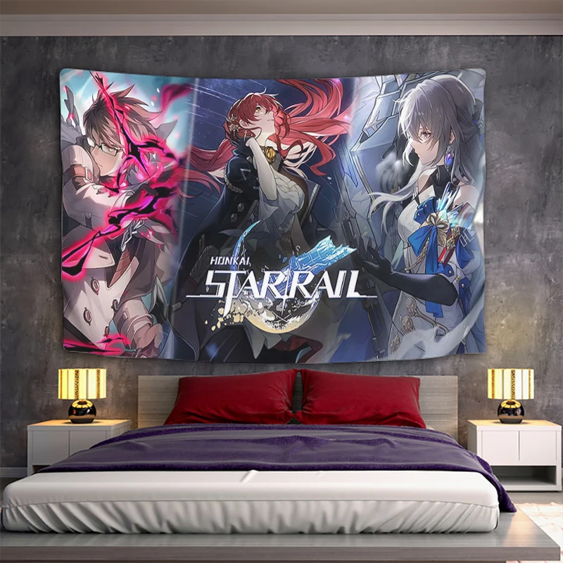 

Honkai Star Rail Tapestries Custom Tapestry Aesthetic Bedroom Decoration Home Decor Anime Headboards Wall Art Room Kawaii Fabric