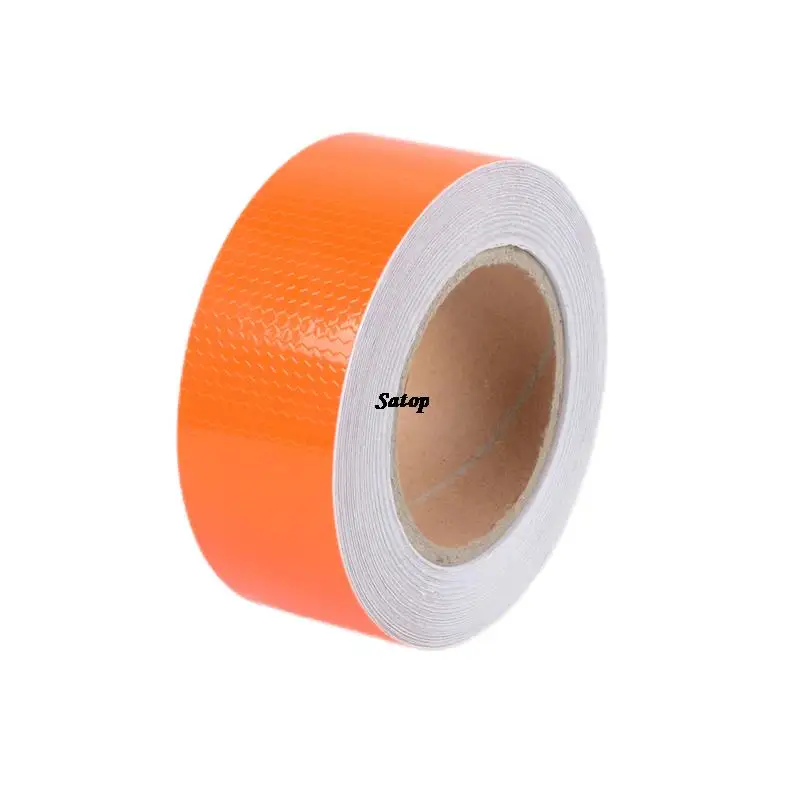 5cm X 25m Waterproof Orange Reflective Tapes for Trucks PVC Self-Adhesive Stickers for Traffic Signs and Film Anti-Collision