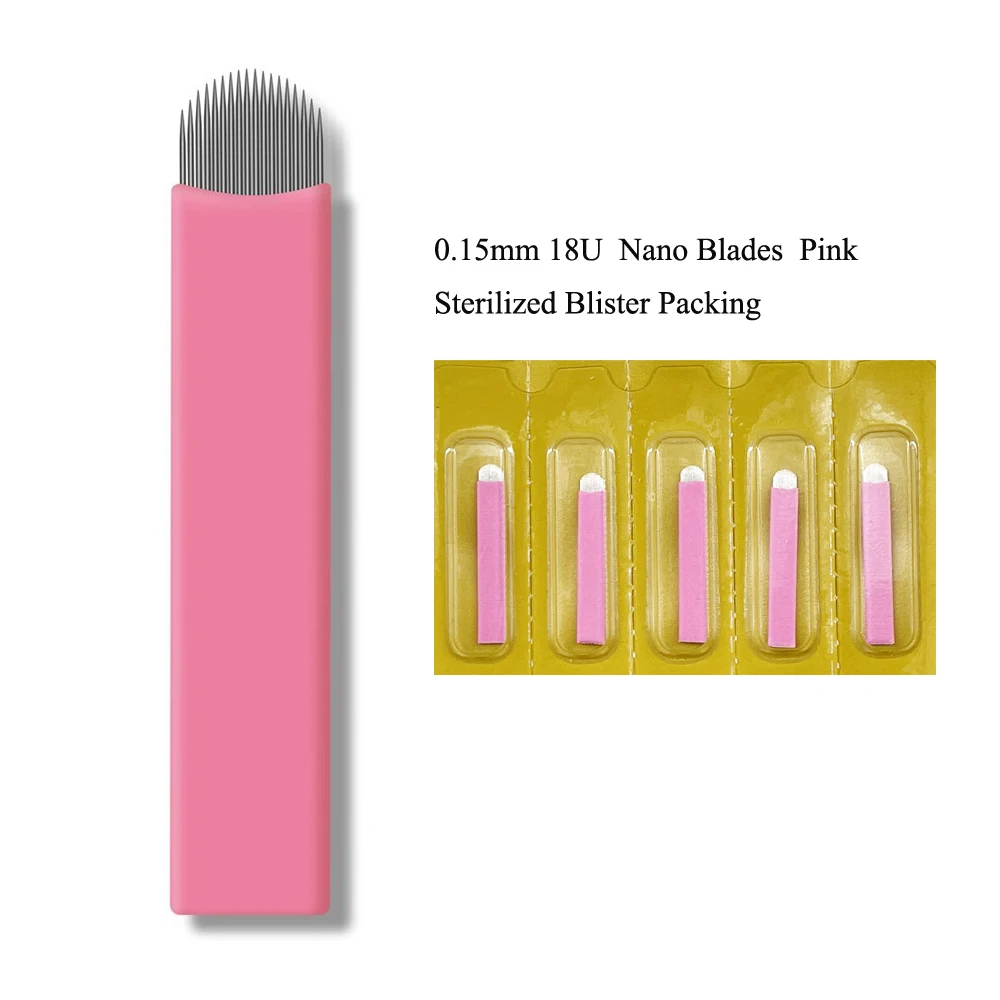 15mm u shape ultra nano microblades 50pcs 0.15mm Pink U Shape Nano Needle Microblades 50pcs