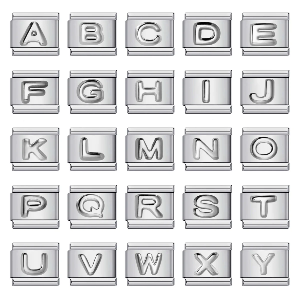 URING Mode Silber Farbe 26 Englisch A-Z Buchstaben Italienische Charm Armband Fit 9mm Edelstahl Armband Schmuck DIY Machen