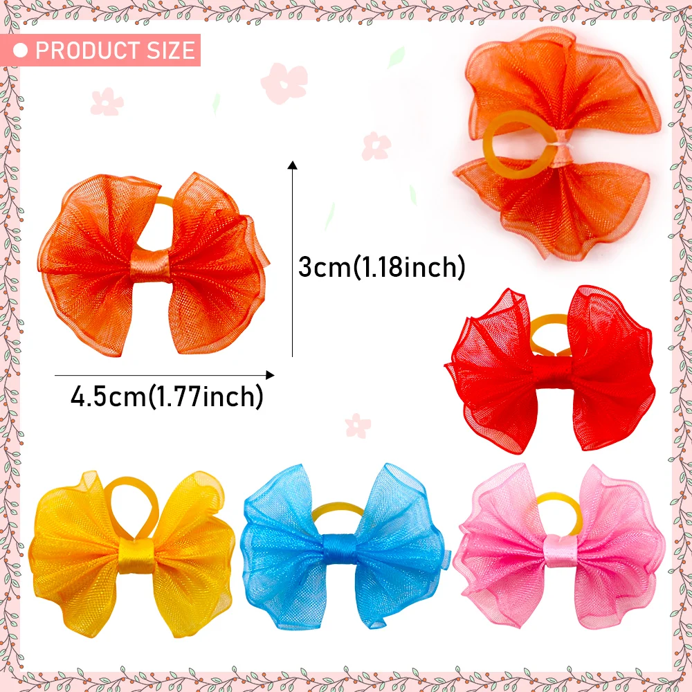 20pcs 개 머리 리본 레이스 개 머리 Accessores 애완 동물 미용 용품 귀여운 작은 개 활 작은 개를위한 고무 밴드 Accessoreis