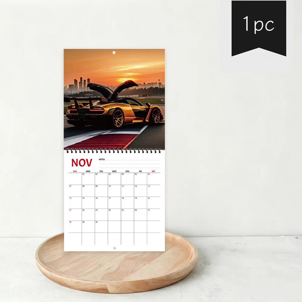 Calendario da parete 2027, agenda mensile a 12 mesi con paesaggi di supercar, regalo perfetto per compleanni, Natale, Capodanno - immagine 2