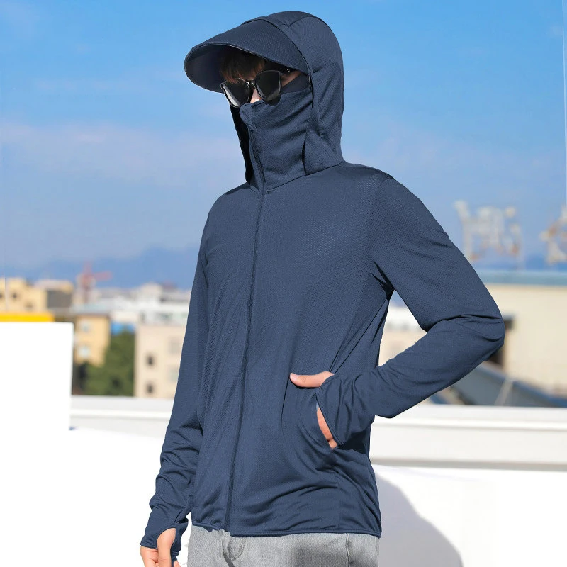 2024 Summer Men's Sun Protection Long Sleeve Hooded Fishing Shirts Outdoor Sun Skin Protection T-Shirt Hoodies Tops Tees Tunic