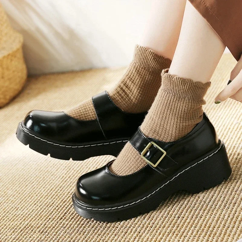 Women's Retro Thick Bottom Mori Girl Japanese Mary Jane Single Shoes College Style women shoes