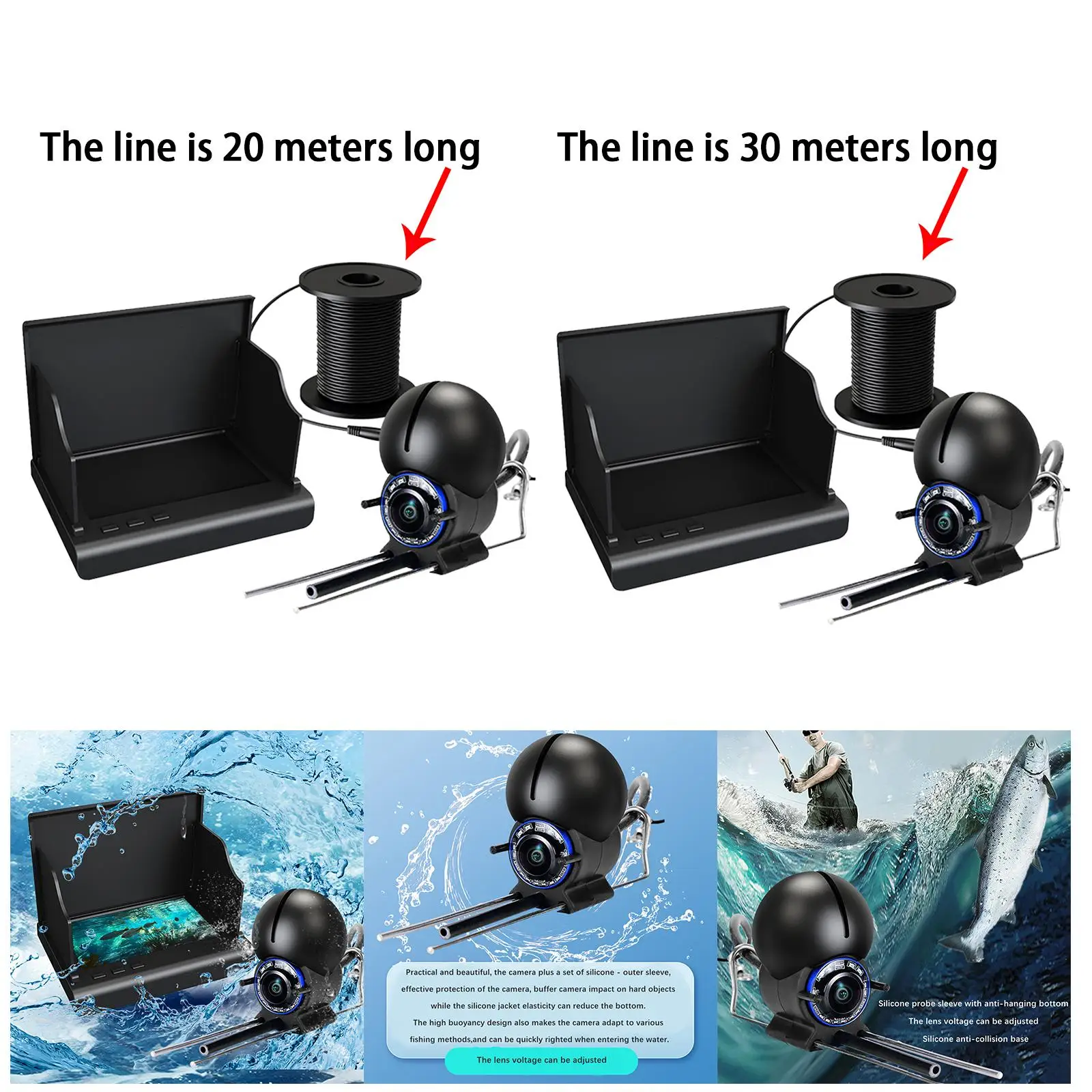 Video Fish Finders Fishing Tackle Outdoor Kayak Fishing Waterproof Detection Equipment for Open Water Ice Fishing Lake Boat Sea