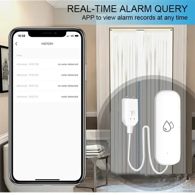 Smart Zigbee Water Leak Detector Tuya App Remote Alarm Sensor Home Security Flood Leakage Alert Compatible with Alexa Assistant 5