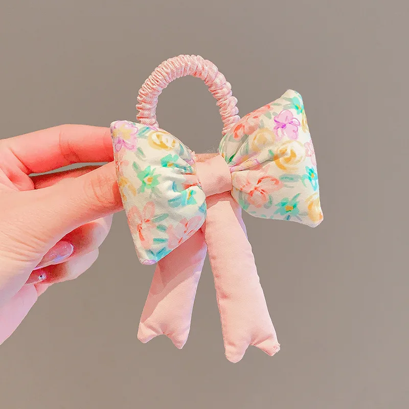 Children's Hair Band Cute Bow Plaid Headband Ball Sweet Little Girl High Ponytail Hair Accessories