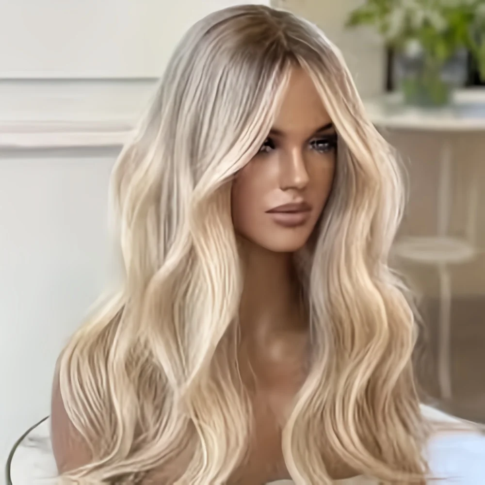 Soft Ombre Blond body wave Hair 150 density and 13×4 100%human hair wig lace front wig, with baby hair pre plucked 2