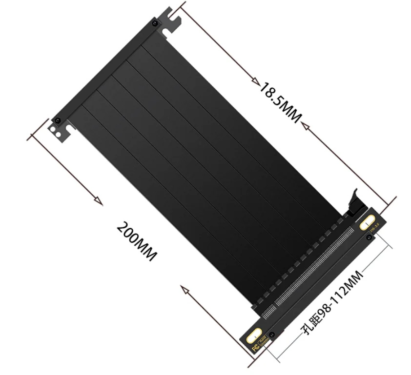 Cabo Extensor de Gpu Flexível Branco Reverso Duplo Alta Velocidade Caixa Mini Pci Express 3.0x16 Riser 16x 128 Gbps Itx a4 185 mm Pcie 16x - Imagem 2