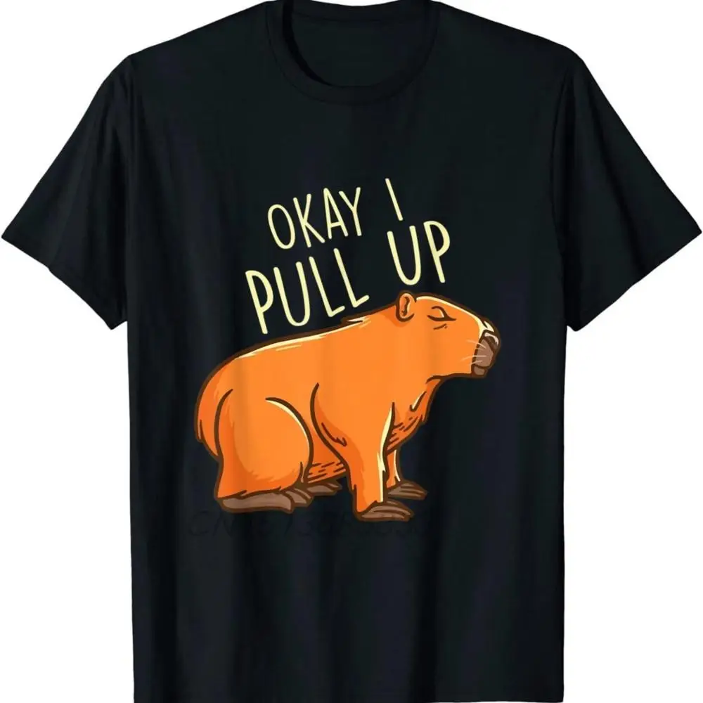 

Okay I Pull Up Capybara Funny Animal Meme Men Cotton T-shirts Another Day to Slay Christmas Flag Man Vintage T-shirts Novelty