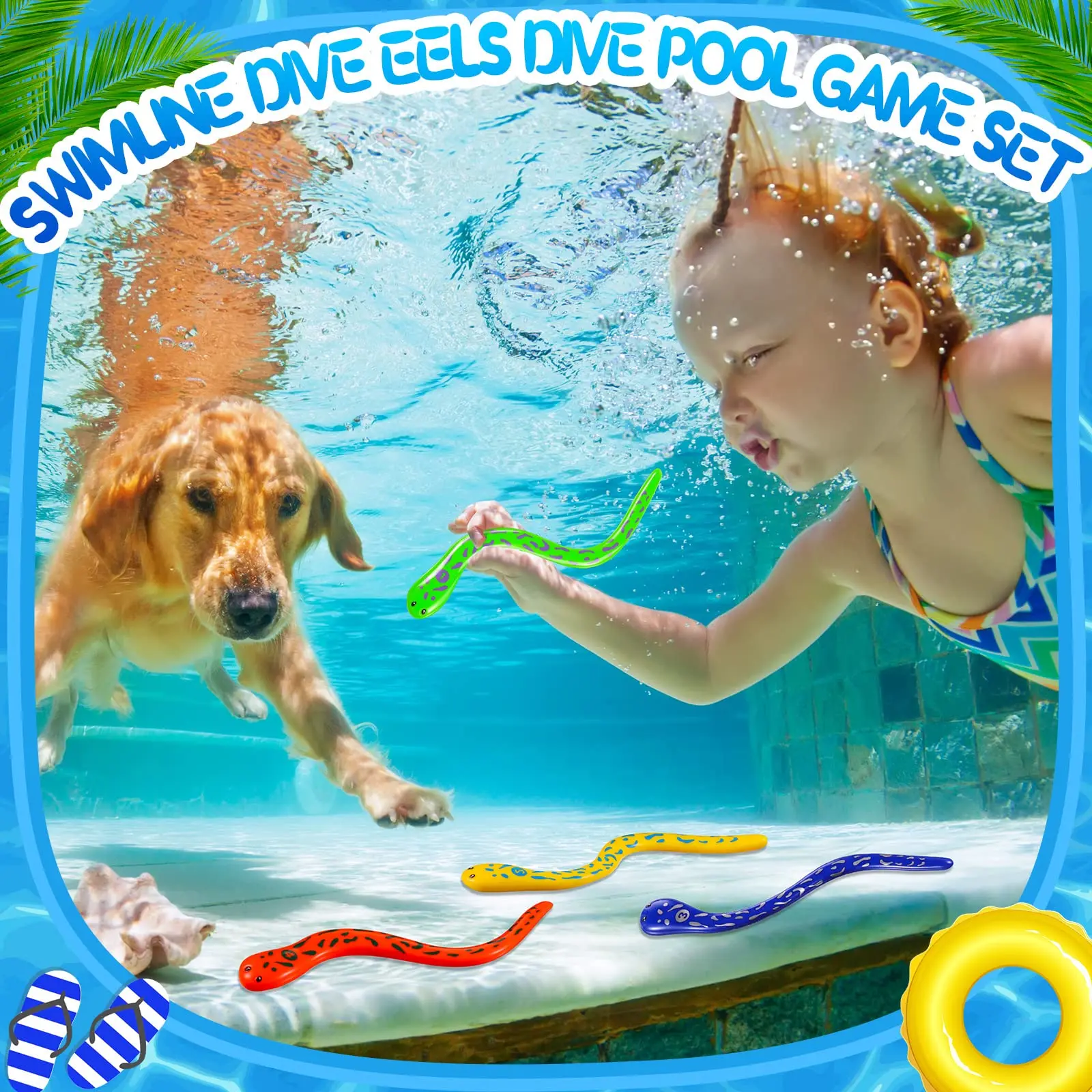 4 Pieces Dive Eels Catch a Snake Dive Toys Water Snake Toy Swimming Pool Games for Toddlers Boys Girls Teens Adults 2
