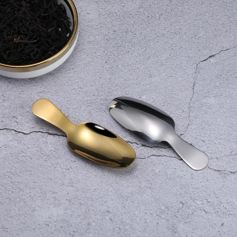 Kitchen Stainless Steel Teaspoons Short Handle Round Head Sugar Salt Spice Spoon Lovely Dessert Spoon Children's 1Pc