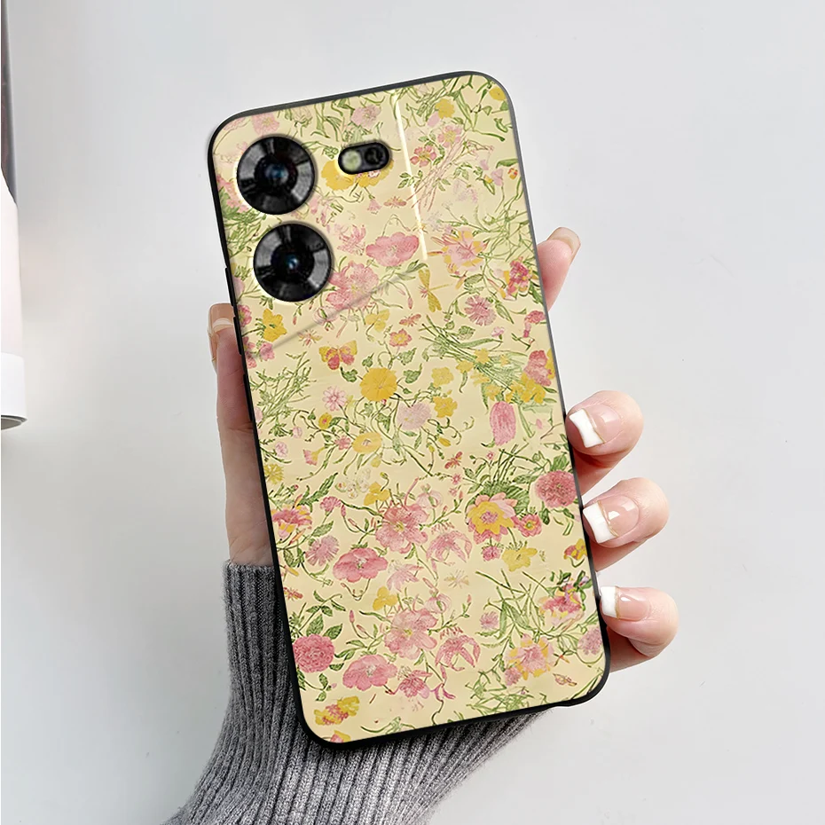 Stylish Black Silicone Phone Case with Pattern - Slim and Soft  Cover