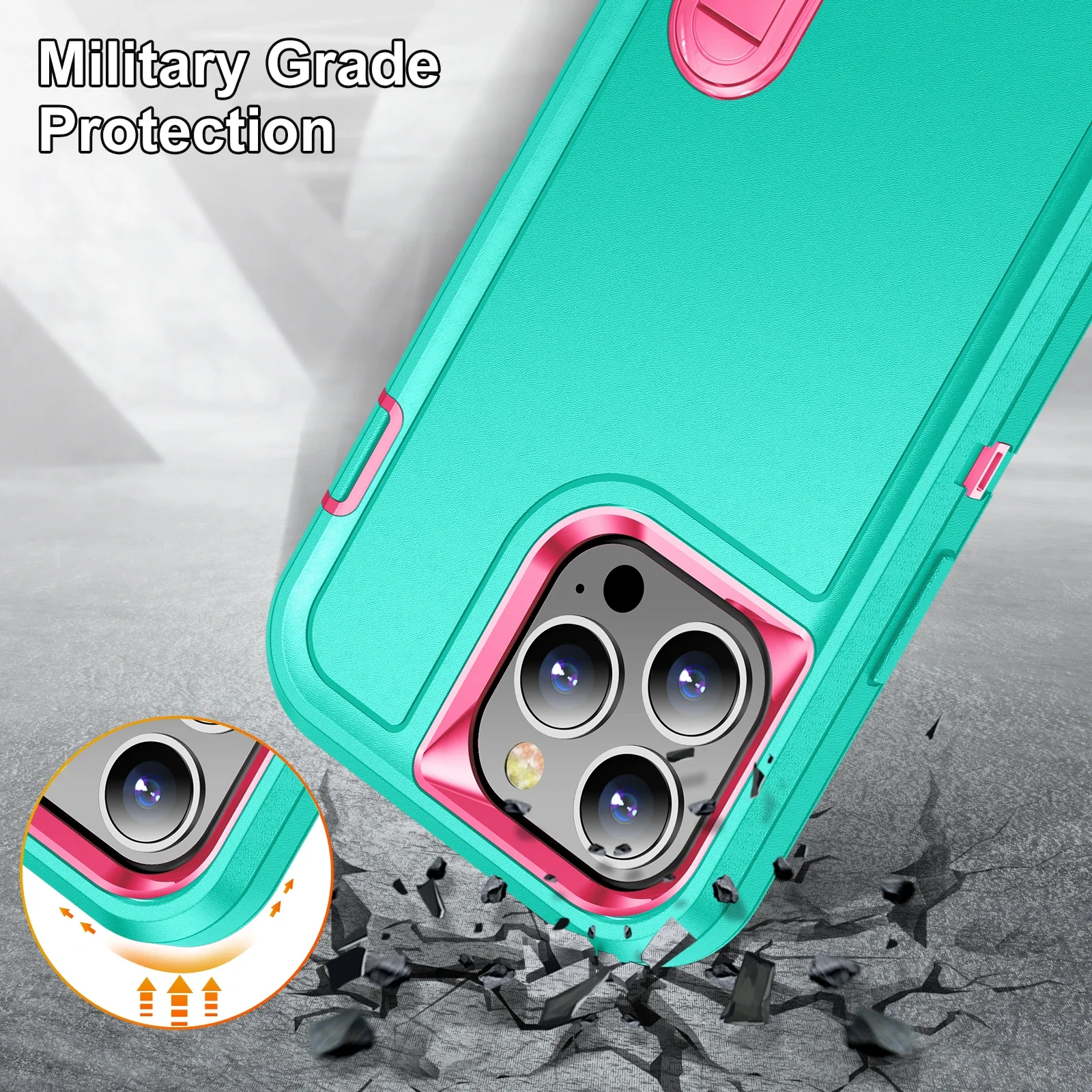 Coque hybride robuste pour iPhone 16 15 14 13 12 11 XR XS Pro Max 7 8 Plus 3 en 1 Otter Case Box Coque de protection complète rigide_voghion.com