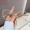 New Cat Eye Blue Filter Reading Glasses Women Elegant White Metal Eyeglasses Frame Computer Goggles Fashion Presbyopia Eyewear 6