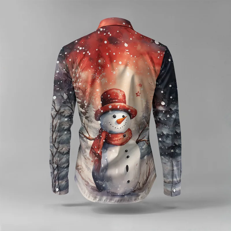 2025 Trendy Spring Summer Men Shirt Set Christmas Print Fashion Gingerbread Man Two Piece Set Mens Snowman Lightweight Party_viptrois.com