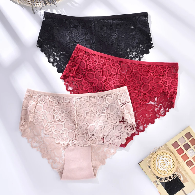 

1Pc Plus Size 1XL-4XL Women High Waist Lace Panties Sexy Underwear Print Solid Color Briefs High Elastic Panty Female Lingerie