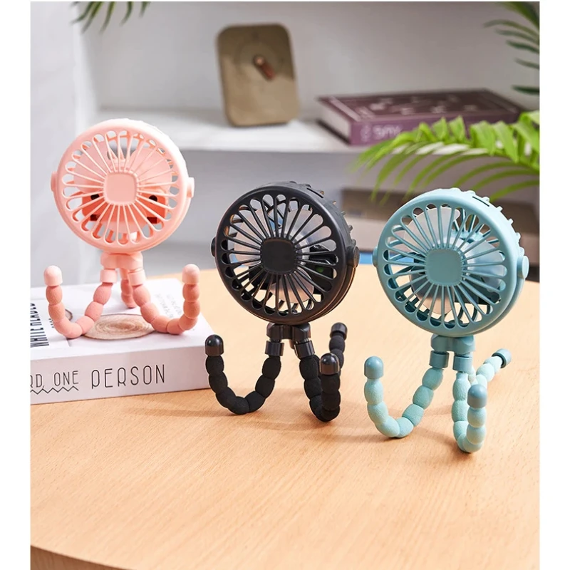 3 Speeds Stroller Fans for Baby Pram Summer Portable Outdoor Fan Clip on Cart USB Rechargeable Kids Mini Handheld Electric Fan - 3