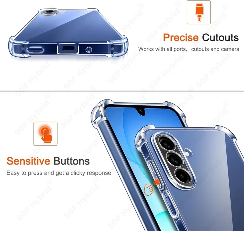 Clear Crystal Shockproof Transparent Phone Case with Camera Protector, Soft TPU Cover
