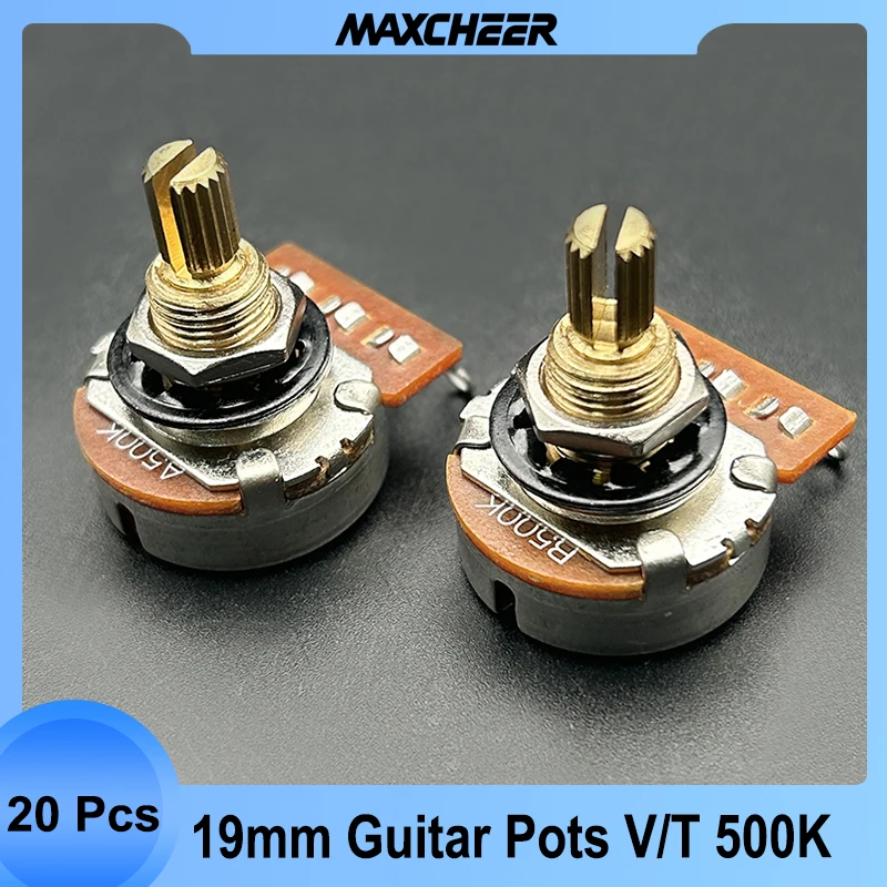 

20Pcs Guitar Pots 19mm Long Split Shaft Guitar Potentiometer A500K/B500K Volume/Tone Potentiometer for Electric Guitar