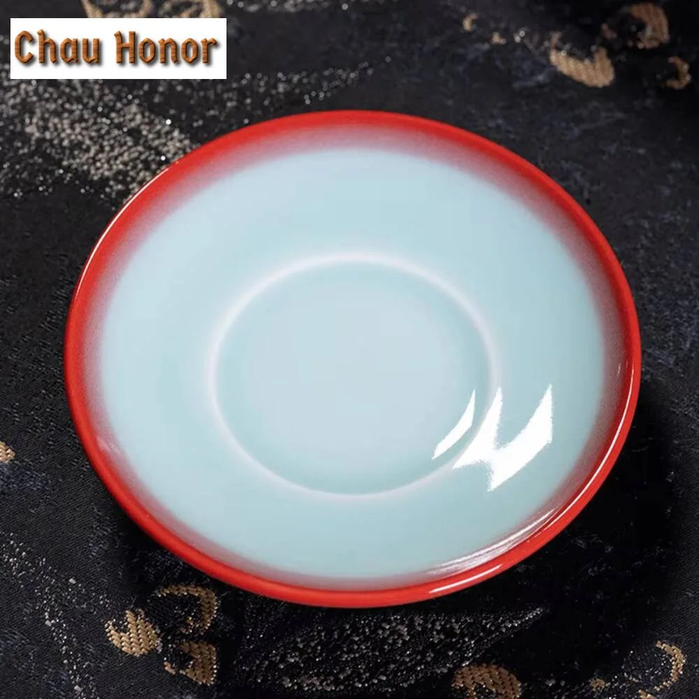 100ml Handmade Longquan Celadon Teacup Boutique Red Glaze Master Cup Top Grade Personal Tea Bowl Jianzhan Tea Services Ornaments